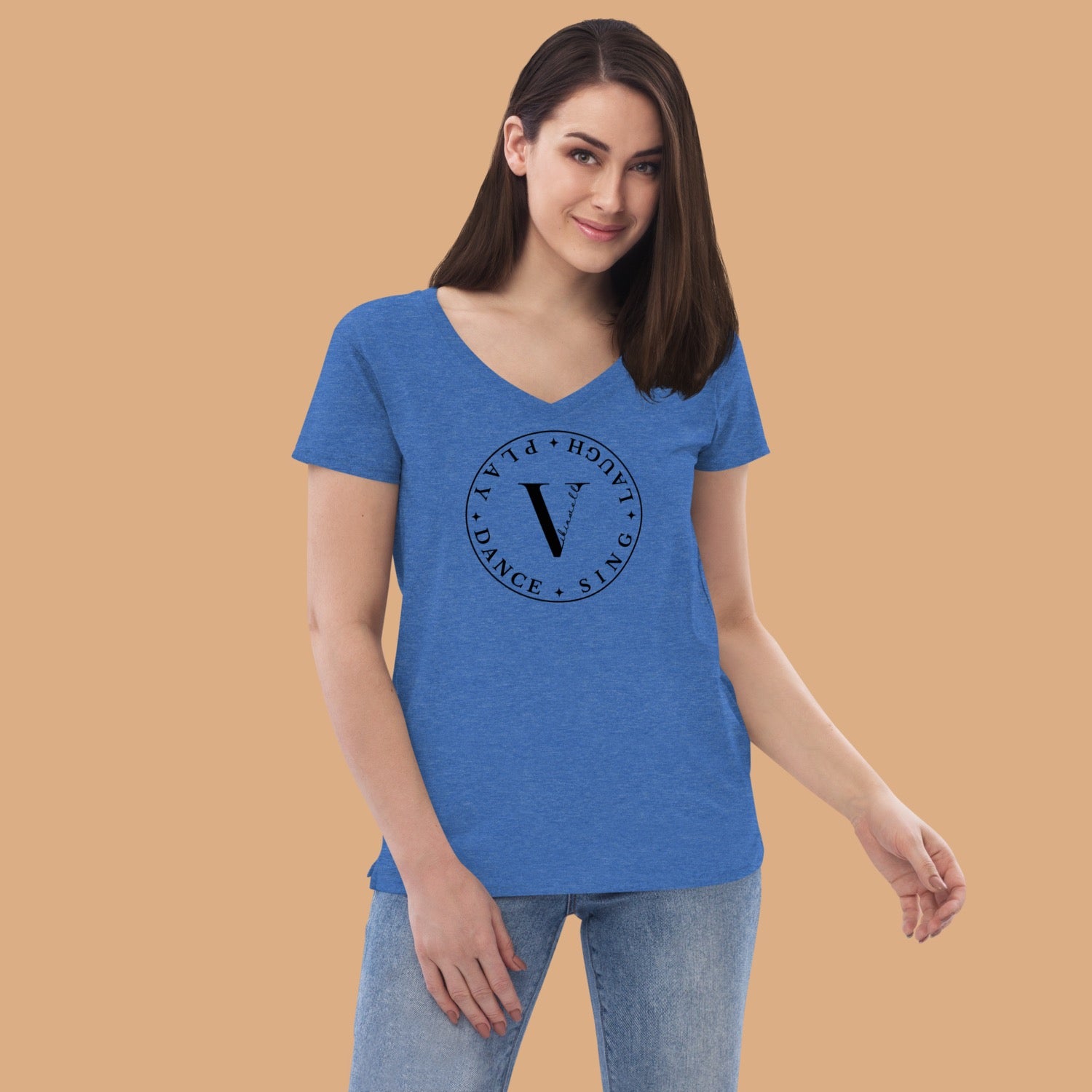 DSLP Vibinwell Women’s Recycled V-neck T-shirt Black Logo