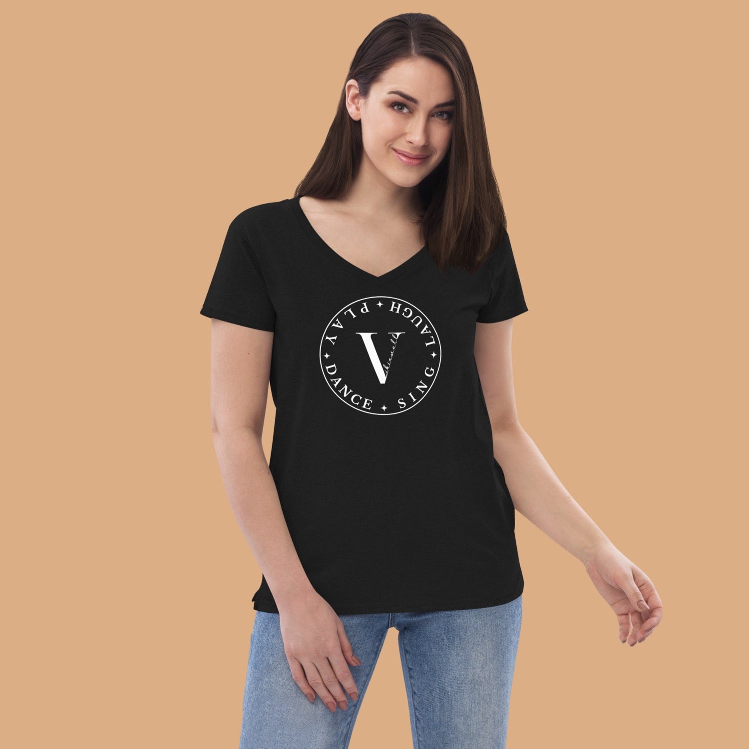 DSLP Vibinwell Women’s Recycled V-neck T-shirt White Logo