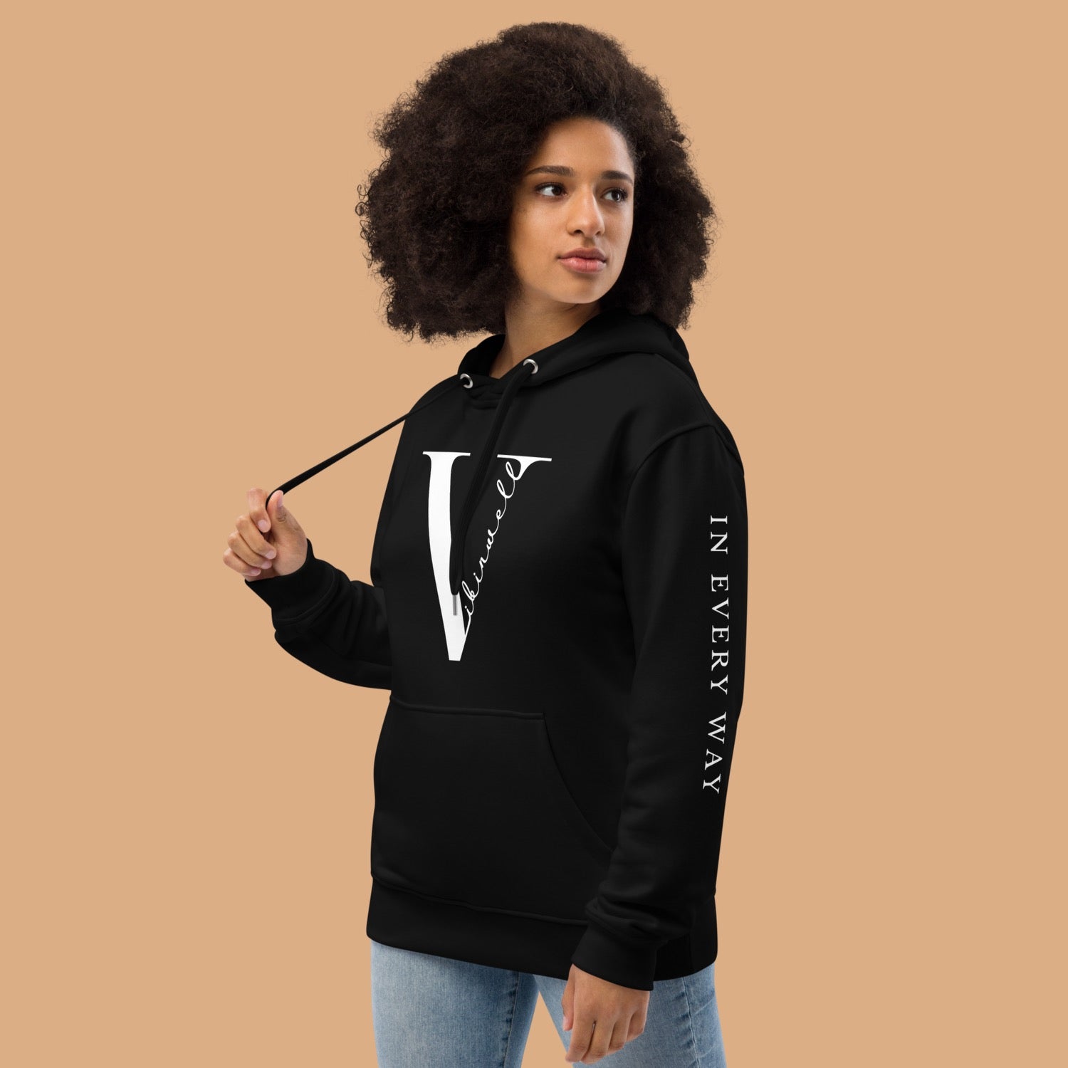 Original In Every Way Vibinwell Premium Eco Hoodie - White Logo