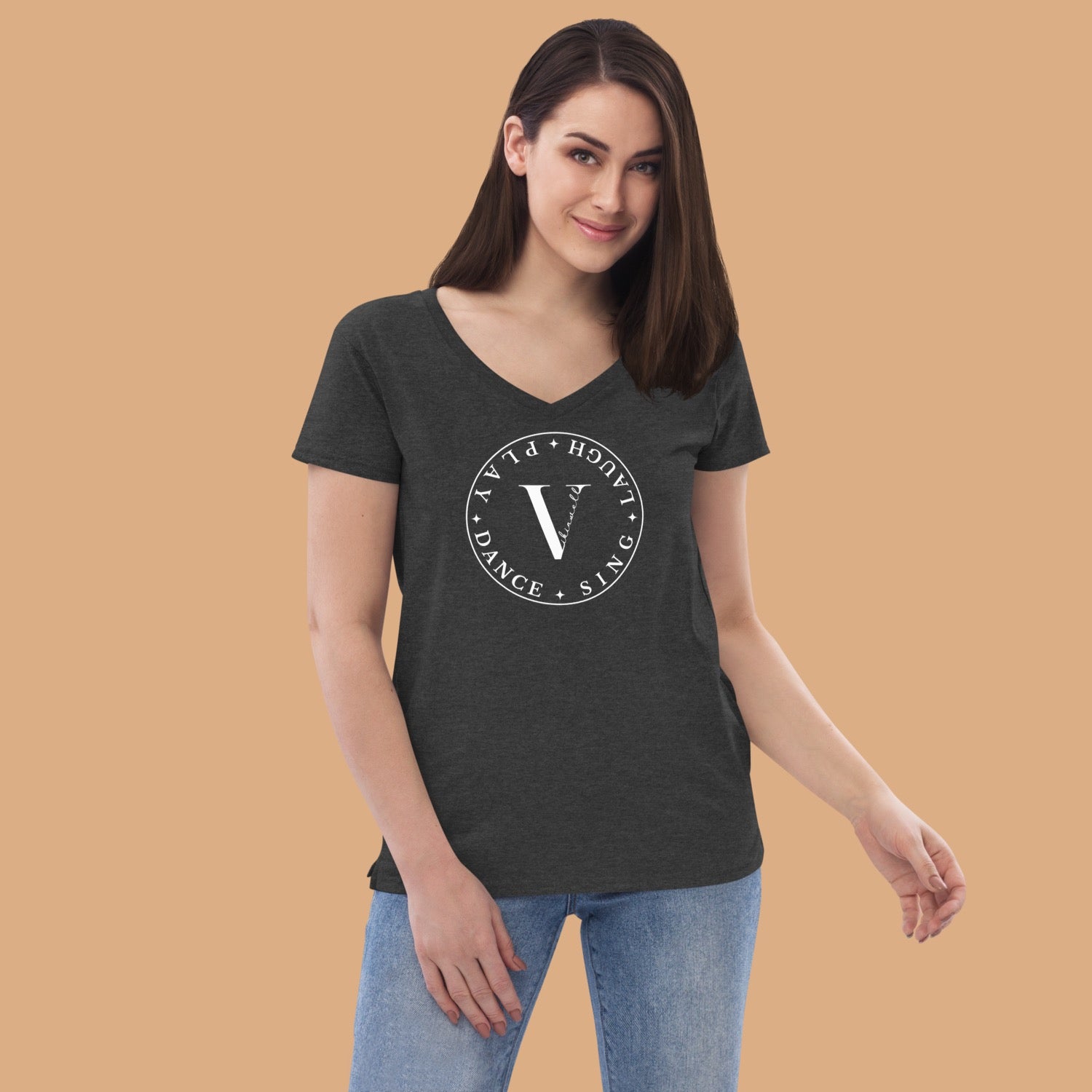 DSLP Vibinwell Women’s Recycled V-neck T-shirt White Logo