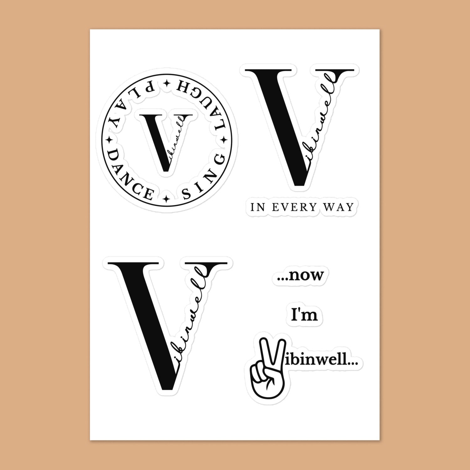 Vibinwell Multi-Black Logo Sticker Sheet