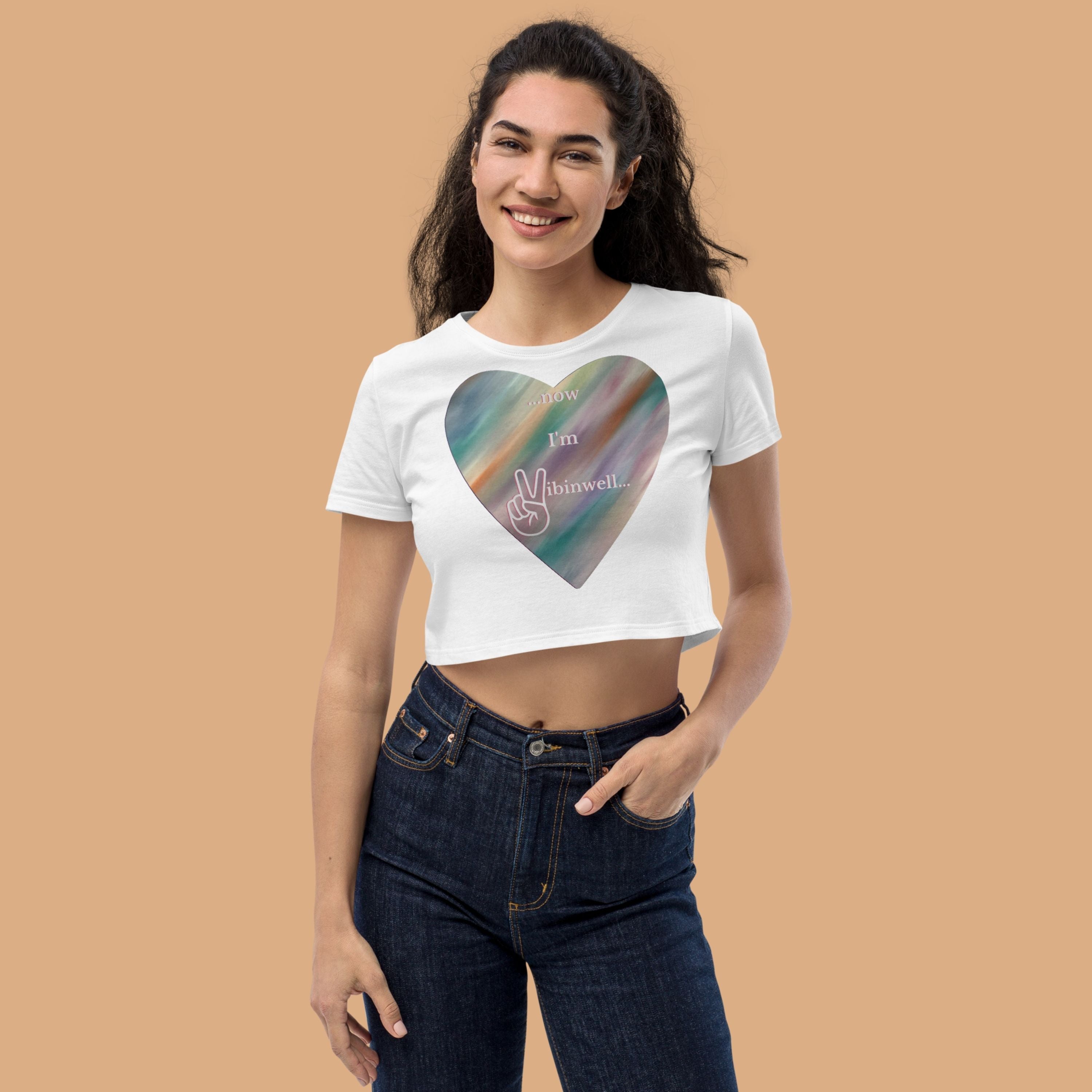 Organic Now I'm Vibinwell Crop Top - Dreamy White