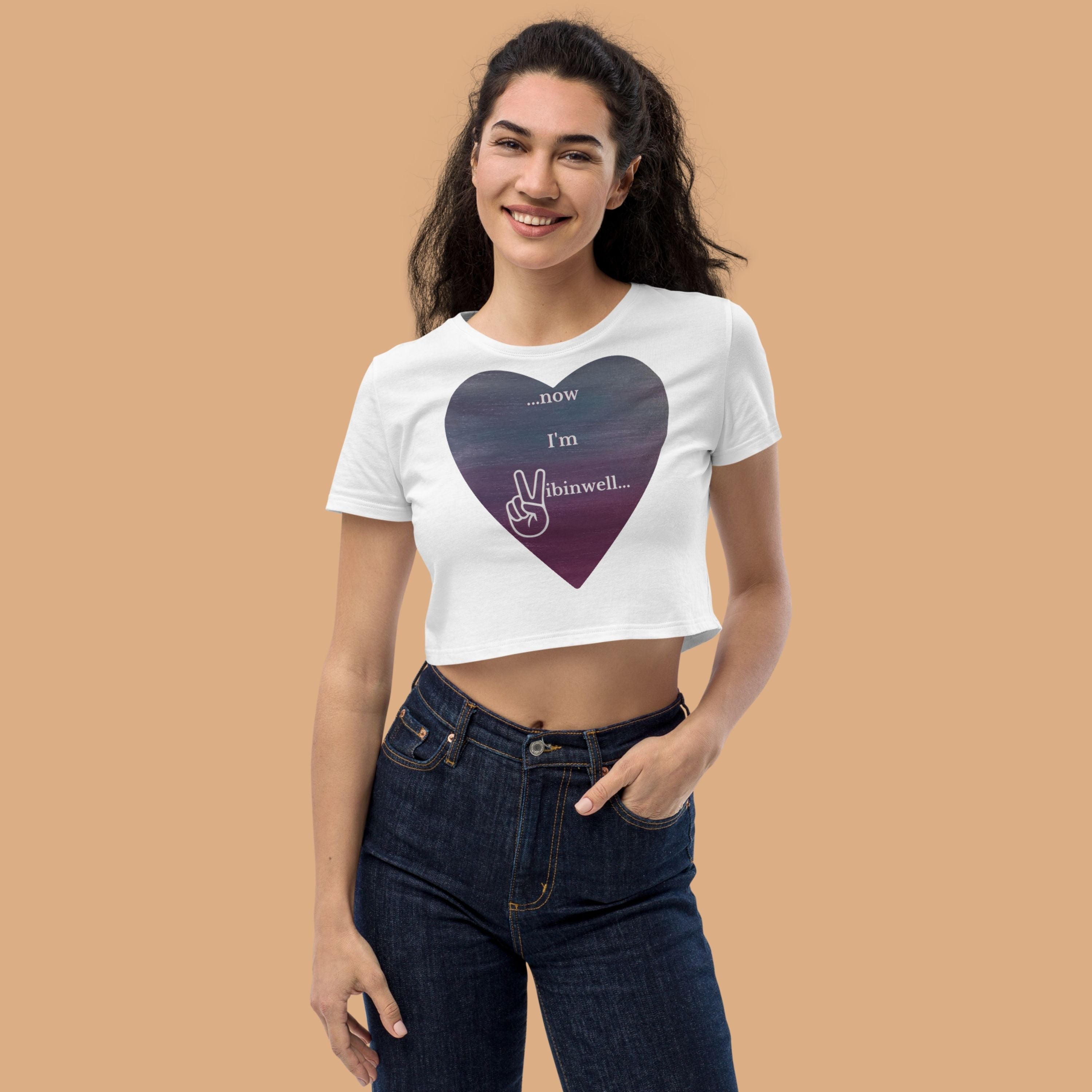 Organic Now I'm Vibinwell Crop Top - Shimmer White