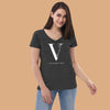 Original Vibinwell Women’s Recycled V-neck T-shirt White Logo